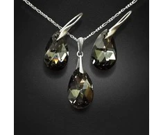 Diamond Sky Jewelry Sidabrinis papuošalų rinkinys moterims DiamondSky „Baroque (Sidabrinis Night)“ su Swarovski kristalais