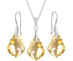 Diamond Sky Jewelry Sidabrinis papuošalų rinkinys moterims DiamondSky „Baroque IV (Golden Shadow)“ su Swarovski kristalais