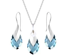 Diamond Sky Jewelry Sidabrinis papuošalų rinkinys moterims DiamondSky „Baroque II (Aquamarine Light Chrome)“ su Swarovski kristalais