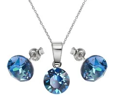 Diamond Sky Jewelry Sidabrinis papuošalų rinkinys moterims DiamondSky „Classic (Bermuda Mėlyna)“ su Swarovski kristalais