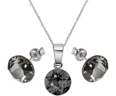 Diamond Sky Jewelry Sidabrinis papuošalų rinkinys moterims DiamondSky „Classic (Sidabrinis Night)“ su Swarovski kristalais