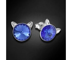 Diamond Sky Jewelry Vaikiški sidabriniai auskarai moterims DiamondSky „Katė (Sapphire)" su Swarovski kristalais