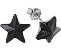 Diamond Sky Jewelry Vaikiški sidabriniai auskarai moterims DiamondSky „Žvaigždutė (Jet)" su Swarovski kristalais