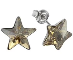 Diamond Sky Jewelry Vaikiški sidabriniai auskarai moterims DiamondSky „Žvaigždutė (Golden Shadow)" su Swarovski kristalais