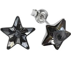 Diamond Sky Jewelry Vaikiški sidabriniai auskarai moterims DiamondSky „Žvaigždutė (Sidabrinis Night)" su Swarovski kristalais