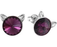 Diamond Sky Jewelry Vaikiški sidabriniai auskarai moterims DiamondSky „Katė (Amethyst)" su Swarovski kristalais