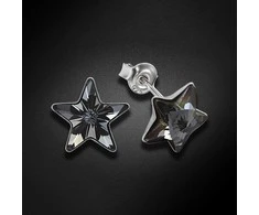 Diamond Sky Jewelry Vaikiški sidabriniai auskarai moterims DiamondSky „Žvaigždutė (Sidabrinis Night)" su Swarovski kristalais