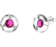 Spark Sidabriniai auskarai moterims DiamondSky „Astra (Fuchsia)“ su Swarovski kristalais