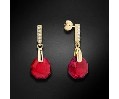 Spark Sidabriniai auskarai moterims DiamondSky „Calathea (Scarlet)“ su Swarovski kristalais