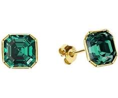 Spark Sidabriniai auskarai moterims DiamondSky „Imperial II (Emerald)“ su Swarovski kristalais