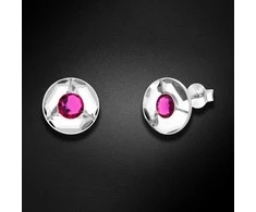 Spark Sidabriniai auskarai moterims DiamondSky „Astra (Fuchsia)“ su Swarovski kristalais