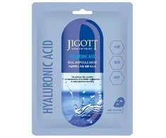 Jigott Hyaluronic Acid Real Ampoule Mask - lakštinė veido kaukė su hialurono rūgštimi, 27 ml