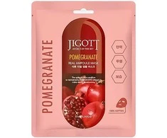 JIGOTT Pomegranate Real Ampoule Mask - lakštinė veido kaukė su granatų ekstraktu, 27 ml
