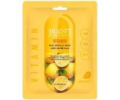 Jigott Vitamin Real Ampoule Mask - lakštinė veido kaukė su vitaminų kompleksu, 27 ml