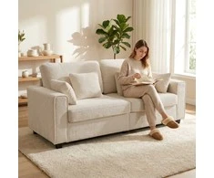 3 vietų sofa smėlio spalvos