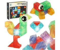 3D konstrukcijų magnetinės plytos LED šviečiančios 32 el.