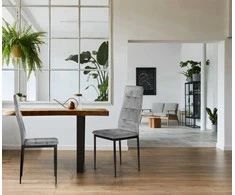 Modernhome 4 pilkų aksominių kėdžių komplektas svetainei ir valgomajam