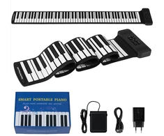 88 klavišų sulankstomas pianinas Juodas