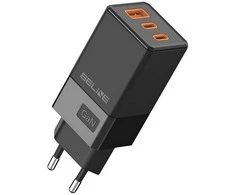 Beline Laidinis įkroviklis 2x USB-C + 1x USB 65W juodos spalvos (only head) PD 3.0 + QC 3.0 BLN3CB65 GaN