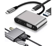 Adapteris USB-C į HDMI 4K VGA USB 3.0