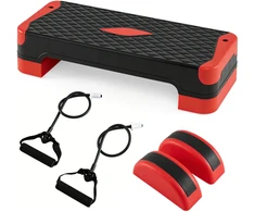 Aerobinė pakyla 3-in-1 su reguliuojamu aukščiu, raudona ir juoda, 68,6 × 27,9 × 10,2 cm