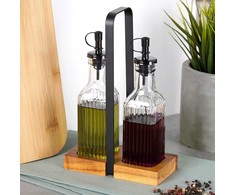 Aliejaus ir acto butelių rinkinys su stovu Vilde 2x190 ml