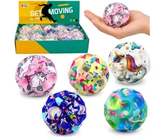 Lean Toys Antistresinis kamuoliukas su įdubusiu paviršiumi ir vienaragio motyvu, įvairiaspalvis, 7 cm