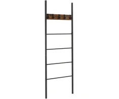 Antklodžių laikiklis su 5 nuimamais kabliukais, rudas ir juodas, 59,7 × 179,1 cm