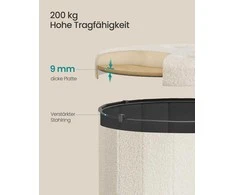 Songmics Apvalus pufas su daiktadėže