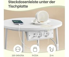 Songmics Apvalus staliukas su audinio krepšiu