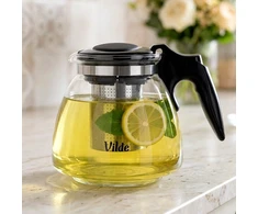 Arbatinukas su nerūdijančiojo plieno sieteliu, 1,1 l, skaidrus, 17 × 12,5 × 14 cm