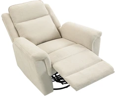 Atlošiamas fotelis su 360° pasukimo ir supimo funkcijomis, kreminės baltos spalvos, 99 × 97 × 102 cm
