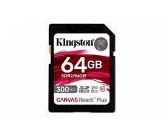 Atminties kortelė Kingston React Plus, SDXC, 64GB, Class 10, UHS-II, U3, V90