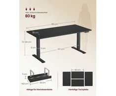 Songmics Aukščio reguliuojamas rašomasis stalas 160 × 80 cm