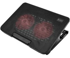Nešiojamo kompiuterio aušintuvas - Savio COS-02 su 2 Ventiliatoriais, USB, Juodas, Raudonas Apšvietimas