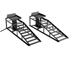 Automobilinės užvažiavimo rampos su hidrauliniais keltuvais, juodos, 114 × 34,5 × 23–32,5 cm, 2 vnt.