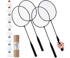 Badmintono rinkinys Vilde, 61 cm, 4 raketės, 8 plunksnos