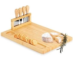 Bambukinė sūrių lenta- padėklas su peiliais Vilde 38,5x28 cm