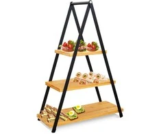 Bambukinė trijų aukštų serviravimo lėkštė 53 cm
