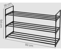 Songmics Batų lentyna 3 lygių 92x30x54 cm juoda