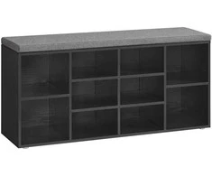 Songmics Vasagle Batų lentyna su sėdyne 30 x 104 x 48 cm juodmedžio juoda