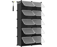 Songmics Batų lentyna su 10 skyrių, juoda