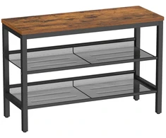 Songmics Batų lentyna su sėdimu paviršiumi ir 3 lygiais, rusvai juoda, 75 x 28 x 50 cm