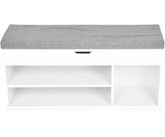 Modernhome Batų spintelė su pakeliama sėdyne, 3 lentynos, balta