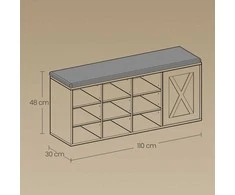 Songmics Batų suolelis VASAGLE 110x30x48 cm su 9 skyreliais