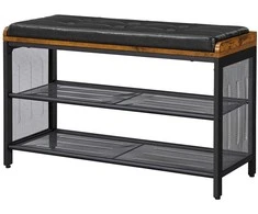 Songmics Batų suoliukas VASAGLE 80x30x48 cm medžio drožlių plokštė ir plienas