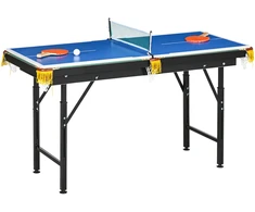 SPORTNOW daugiafunkcinis žaidimų stalas 2in1 daugiafunkcinis stalo teniso stalas biliardo priedai vaikams paaugliams suaugusiems plienas 140x63x60-80cm žalias