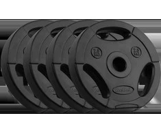 Bituminių svarelių rinkinys 4x2.5kg, skylė 31mm, plokštė su rankenomis, REBEL ACTIVE