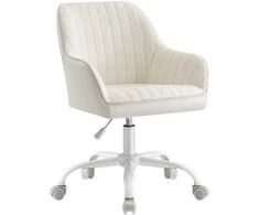 Songmics Minkšta biuro kėdė cappuccino beige-cloud baltas