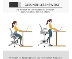 Biuro kėdė Vinsetto, ergonomiška darbo kėdė su atlenkiamais porankiais ir reguliuojamu pėdų žiedu, reguliuojamo aukščio besisukanti kėdė su supimosi funkcija, tinklelio apmušalas, šviesiai pilka